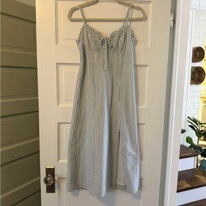 Lucky Brand Light Blue and White Striped Midi Sundress XS